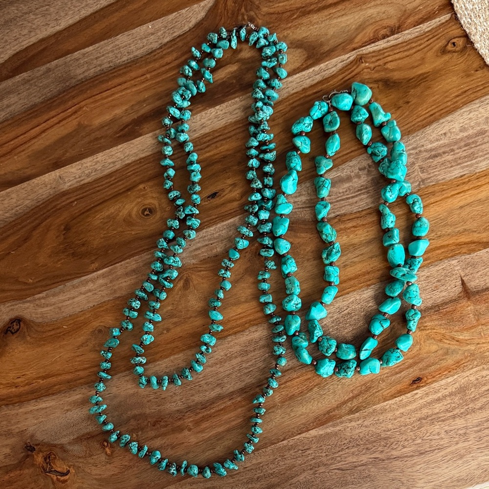 Turquoise Color Beaded Statement Necklace Set